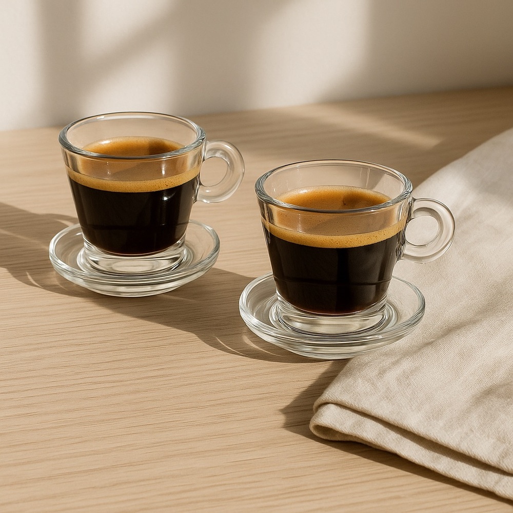Set of 2 Clear Glass Espresso Cups